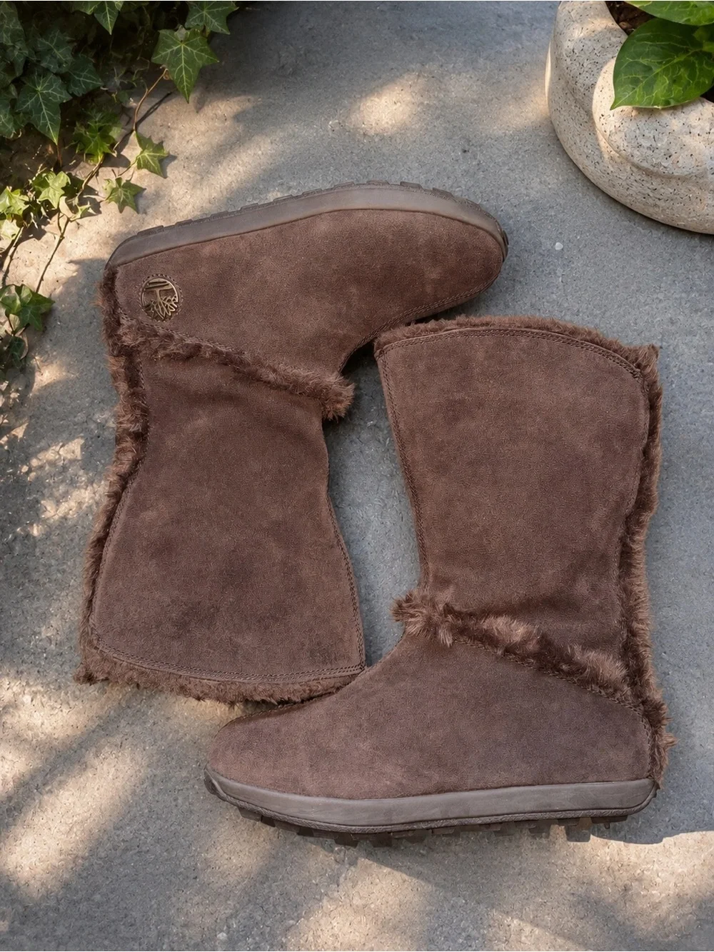 Timberland Brown Suede Faux-Fur-Trim Mid-Calf Winter Boots